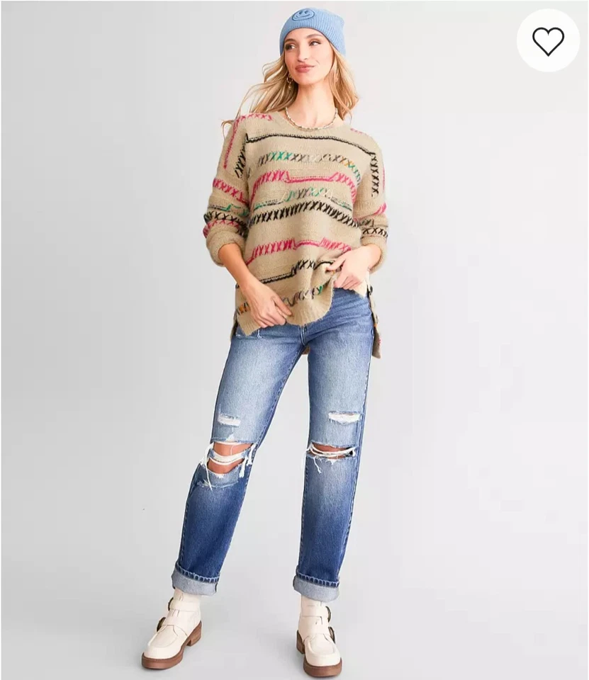 Suéter Willow & Root exclusivo para mujer multi puntada de gran tamaño crema pops pequeño Foto 3 de 4