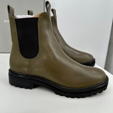 Everlane The Lug Chelsea Boot Beech Green 9.5 Women's Leather Ankle Chunky Sole