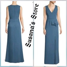 NWT BCBG MAXAZRIA SIZE 4 FOLA V-NECK FRONT DRAPE  SLIT GOWN MAXI DRESS 338
