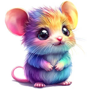Cute Mouse Chibi Colourful Animal Self Adhesive Sticker