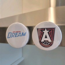 Atlanta Dream Magnet Set of 2 WNBA White Fridge Auto Circle Logo Tailgate New 🏀
