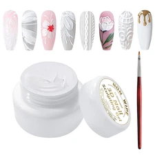 3D Nail Sculpting Gel,Non Wipe Painting Nail Polish Gel with Nail Painting Pen f