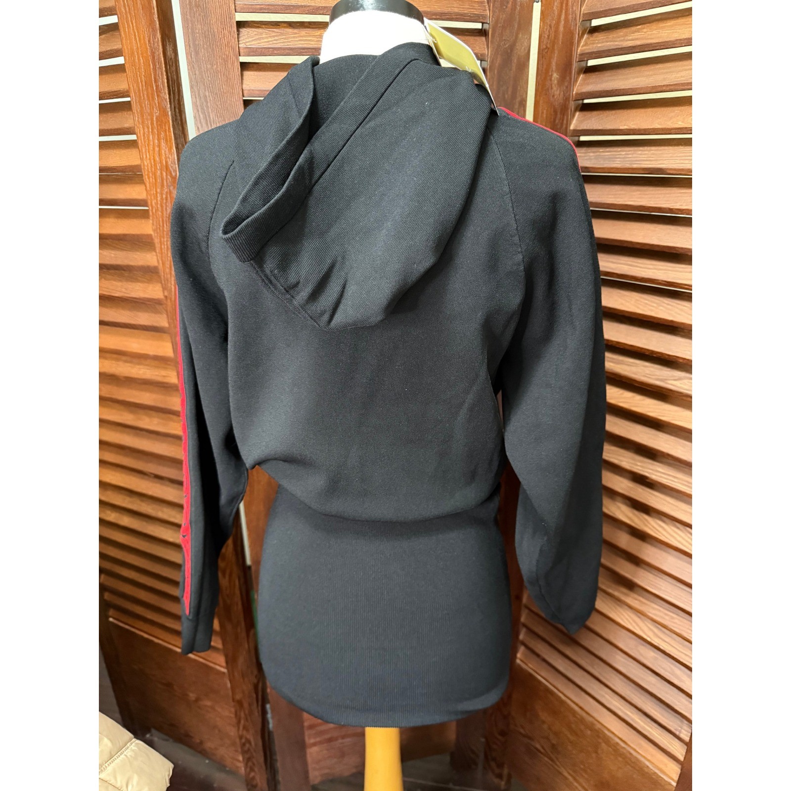 Michael Kors Womens Tape Stretch Viscose Hoodie Dress Black Red XS NWT thumbnail 2