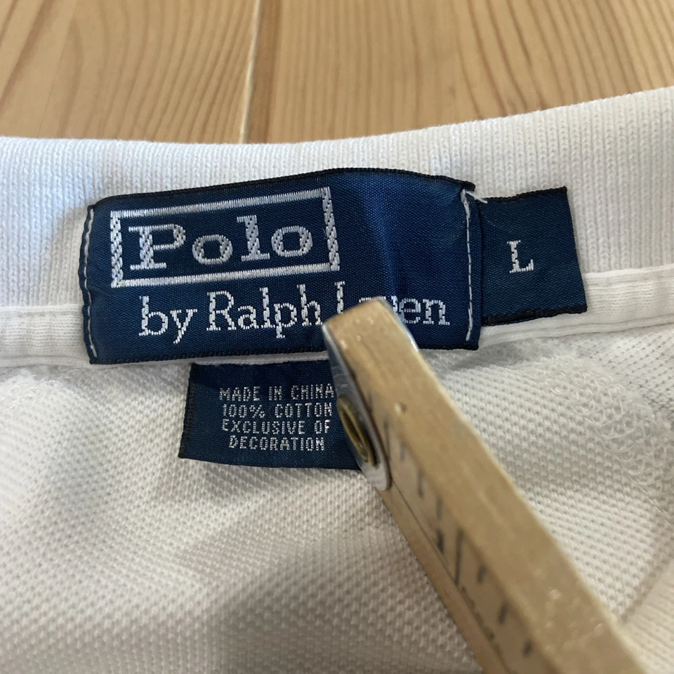 Camisa Polo Ralph Lauren Para Hombres DEFECTUOSA Cricket Ajuste Personalizado Grande Logo Blanco L Foto 3 de 4
