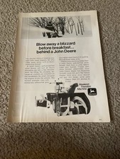 Vintage 1971 JOHN DEERE SNOW BLOWER PRINT AD 1970s SNOWBLOWER