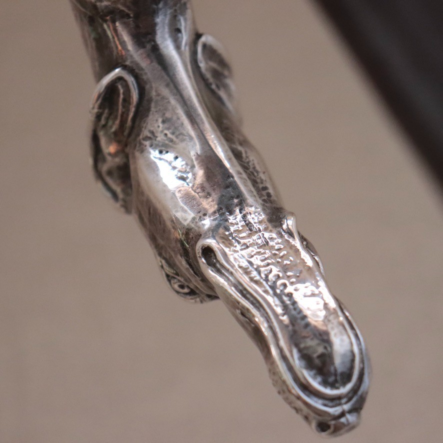 Solid Silver Greyhound Dog Cane Walking Stick Vtg… - image 9