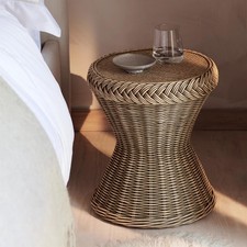 The White Company Cartmel Hourglass Side Table Hand-Crafted Natural Rattan,