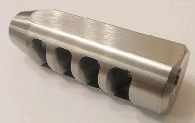 Muzzle Brake 4 ports - Custom Thread (Metric and Imperial) - Stainless Steel