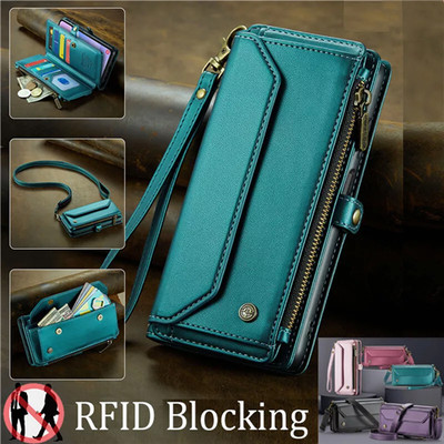 Hülle für iPhone 17 Pro Max 16E 15 Plus 14 Reißverschluss Wallet Leder Flip Folio Geldbörse