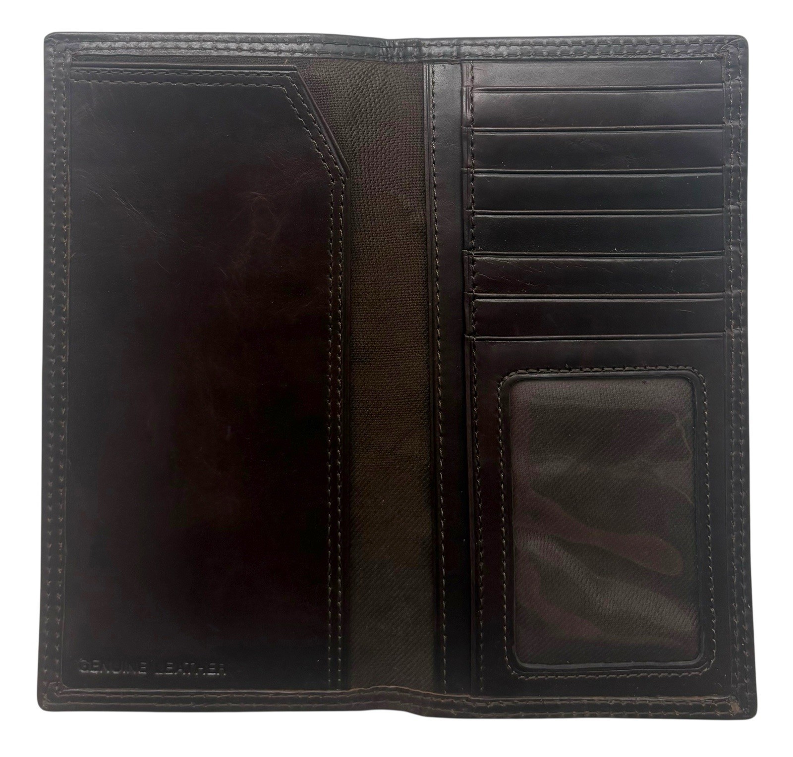 LSU Tigers Genuine Leather Secretary Wallet-Tall/Roper in Dark Brown-Enmon-New