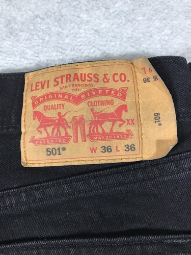 Jeans Levis 501 Uomo 36x36 (Adatto 34x34,5) Nero Bottone Fly Gamba Dritta **Leggi** - Foto 6 di 16