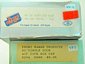 2 Front Range Box Cars #5004 50' D&RG - #5125 40' NY central incomplete NIB NOS