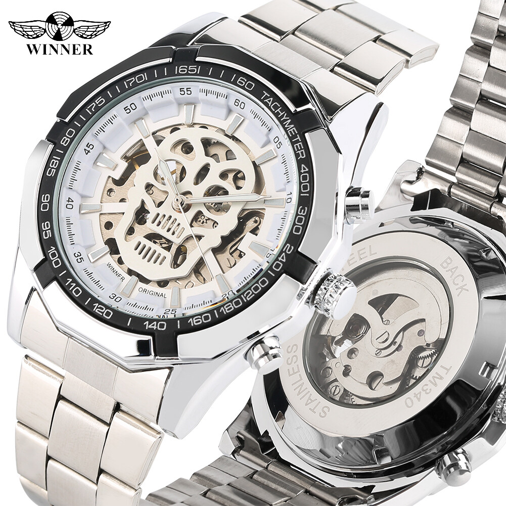 WINNER Mens Automatic Mechanical Watch Skeleton Skull