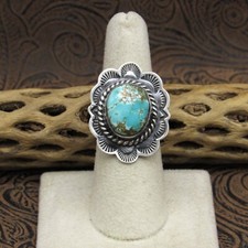 Beautiful Green Turquoise Sterling Silver Ring Size 6.5