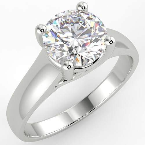 Bague de fiançailles diamant solitaire VS1/E taille ronde 1,09 ct or blanc 14 carats