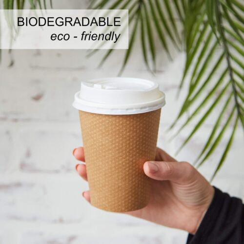 Reusable And Disposable Coffee Cups With Lids 12 Oz 100 Pack Eco Friendly And Bi - Picture 2 of 9