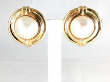 14 KT Gold Mabe Pearl Omega Backed Earrings