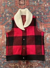 Woolrich Buffalo Plaid Wool Quilted Vest with Shearlinf Collar Women  s Small