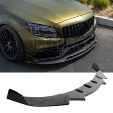 Front Bumper Lip Splitter Spoiler Body Kit Gloss Black For Mercedes-Benz C Class