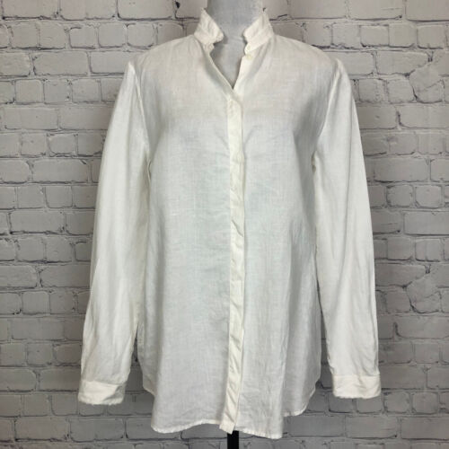 Loro Piana 100% Linen White Buttondown Shirt Size 46 / 10