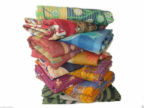 Paquete de 10 colchas Kantha vintage hechas a mano Ralli Gudari - Imagen 2 de 6