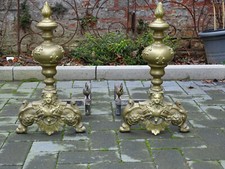 Messing Kaminbock Kaminhund Feuerbock Kaminböcke Feuerhund luxuriös Frankreich