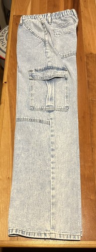 Jeans Girls Baggy Streetwear Skater Light Denim Elastic Waist Cargo Pocket 24x27 - Picture 16 of 18
