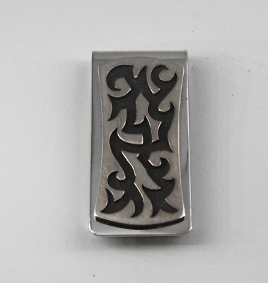 Hopi Vintage Sterling Silver Money Clip Shadowbox Signed Size 2