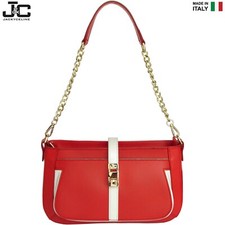 €145 J&C borsa piccola borsetta pochette in pelle corallo bianco Made in Italy