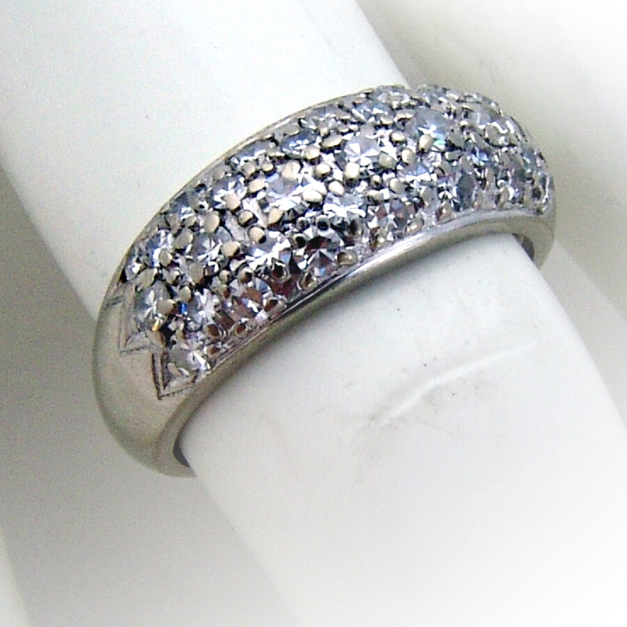 Three Row Diamond Ring 14K White Gold - image 2