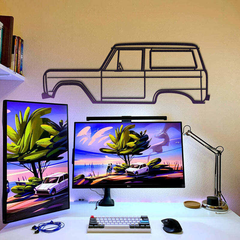 Wall Art Home Decor 3D Acrylic Metal Car Auto Poster USA Silhouette 1972 Bronco