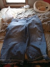 Ava Viv Size 24 Wide Leg Crop High Rise Relaxed Hip And Thigh Blue Jeans