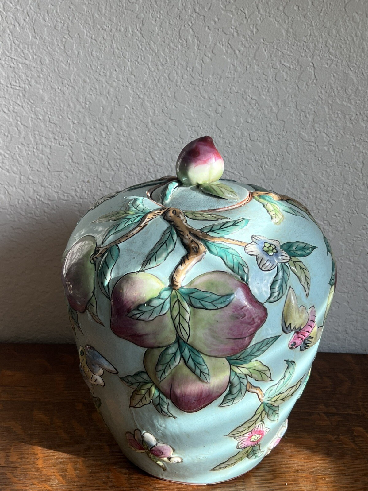 MID 20TH CENTURY LARGE CHINOISERIE PLUM GINGER JAR