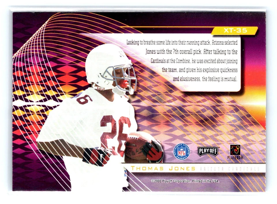 2000 Playoff Absolute #XT-35 Thomas Jones Extreme Team Arizona Cardinals - Image 2 of 2