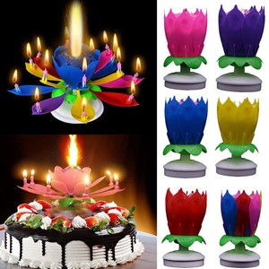 Lotus Birthday Cake Topper Blossom Flower Candle Decoration