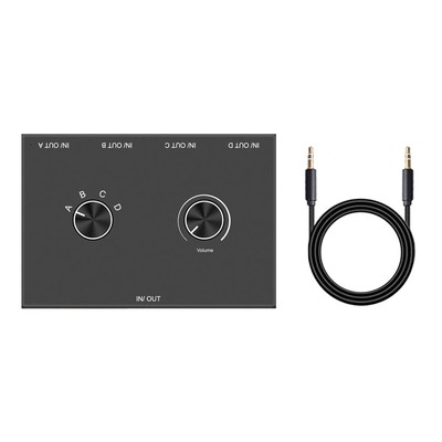 3.5mm Audio Switch Switcher Splitter 4x1 / 1x4 Bi-Directional Switcher 3.5mm