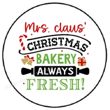MRS CLAUS CHRISTMAS BAKERY ENVELOPE SEALS LABELS STICKERS PARTY FAVORS