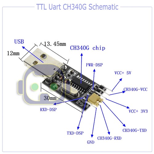 6 Pin USB 2.0 to TTL UART Module Serial Converter CH340G Module STC 5V/3.3V - Picture 3 of 5