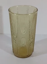1 Vintage  ANCHOR HOCKING GLASS AMBER TEXTURED Ice Tea Glass Tumbler
