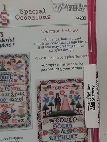 The Vermillion Stitchery MUESTRAS TRADICIONALES Diseño Bordado CD Boda Bebé - Imagen 5 de 7