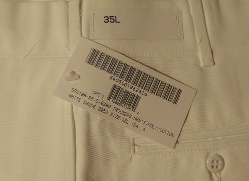 Pantalones de vestir para hombre azul marino blancos de polietileno/algodón - 35 L (sin dobladillos) - nuevos en paquete - Imagen 3 de 4