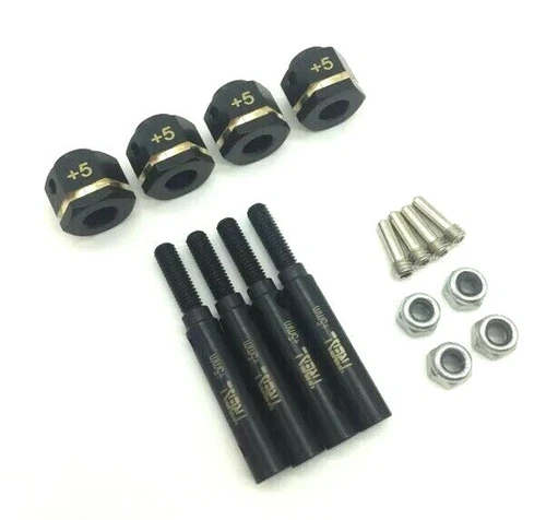 Treal Brass +5 Wheel Hub Hex W/ Steel Stub Axle Set - For Traxxas TRX-4
