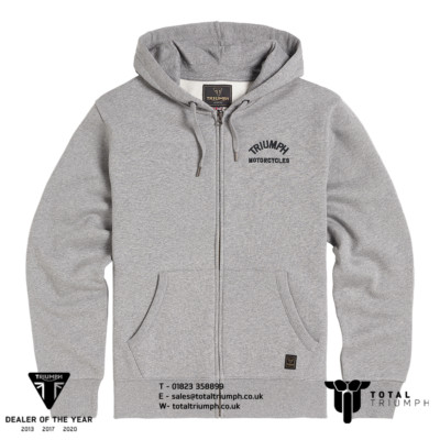 Original Triumph Motorcycles Dolan Hoodie mit durchgehendem Reißverschluss - grau - 20 % Rabatt UVP