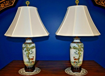 26 Matched Pair Of Chinese Porcelain Vase Lamps Asian Oriental