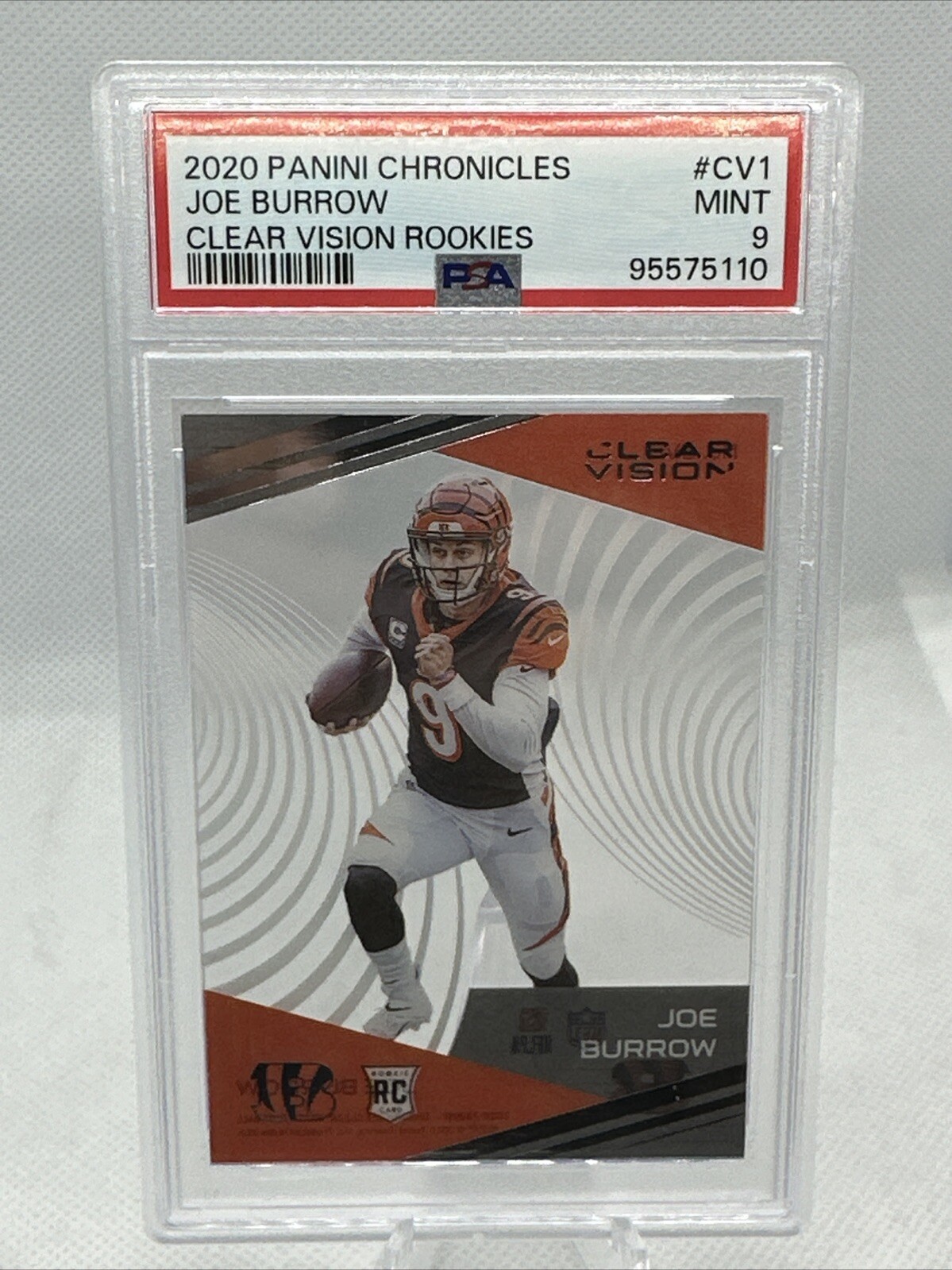 2020 Panini Chronicles #CV1 Joe Burrow RC Clear Vision Rookies PSA 9