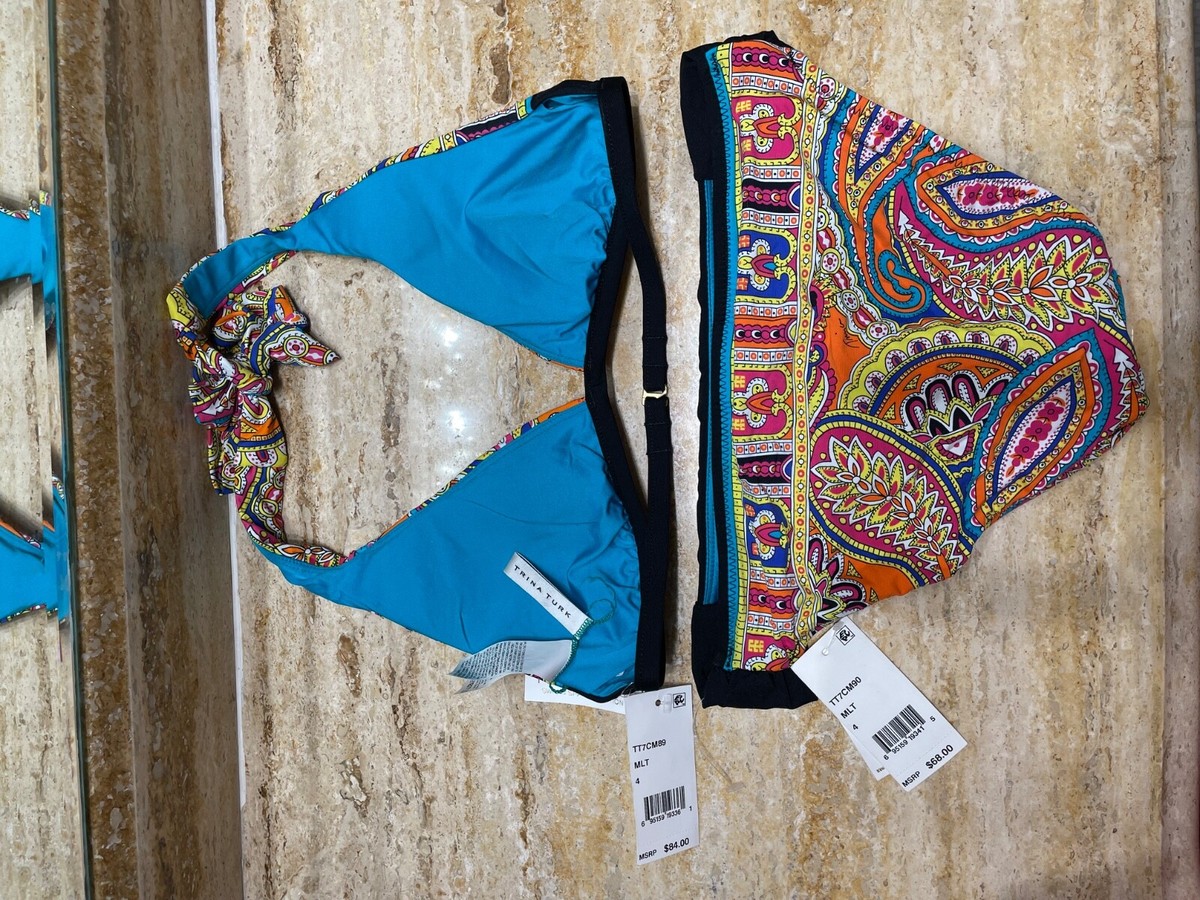 Trina Turk Nepal Banded Halter Bra Swimsuit 2pc Set Bikini Women's
