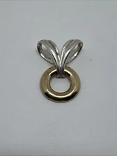 Sterling Silver  Two Tone Circle Slide Pendant Signed UTC 925