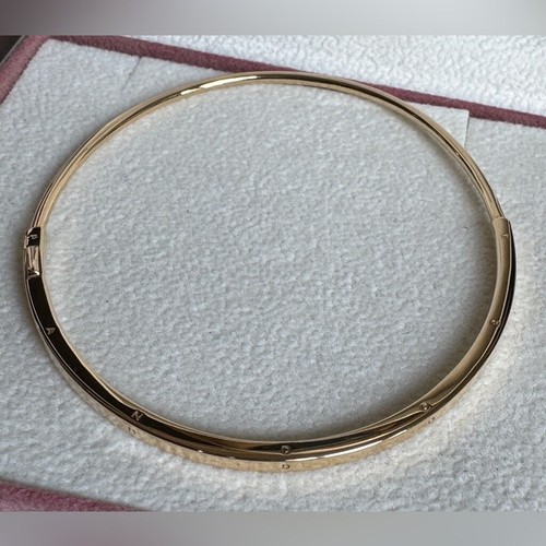 Pandora Signature 14k Solid Gold I-D Bangle Bracelet 552227C00 Size 2 (6.9 Inch) - Picture 9 of 10
