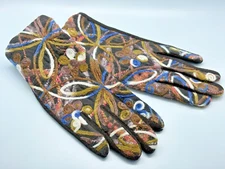 Tech Gloves Women's Black Yarn Embroidered O/S Abstract Floral Touch Screen New