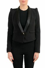 Just Cavalli Black One Button Women's Cropped Blazer US S IT 40